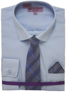 BOYS DRESSY SHIRTS (LONG SLEEVE) BABY BLUE/BABY BLUE